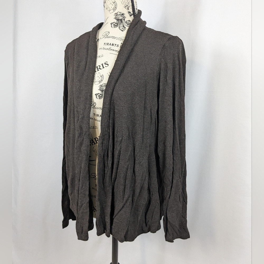 Eileen Fisher Open Front Viscose Soft Knit Cardigan Career Office Large A038